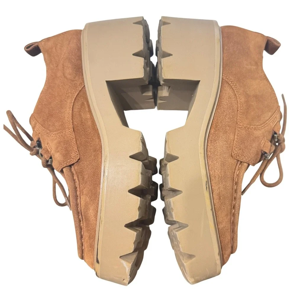 Sam Edelman Monna Lace Up Loafer Women 5.5 Brown Suede Platform Lug Sole - Picture 5 of 14